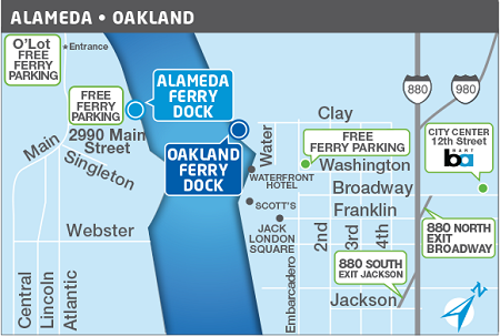 Alameda/Oakland ferry terminals map
