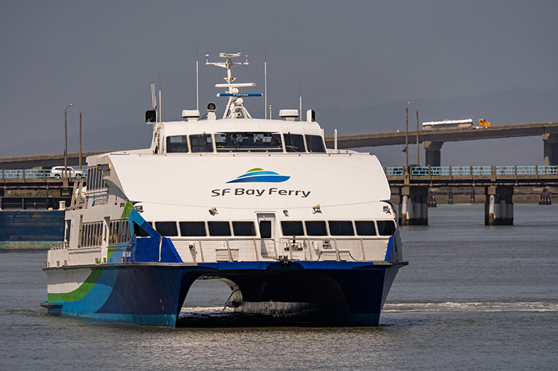 A ferry in front of Mare Island Causeway