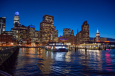 Downtown San Francisco Ferry Terminal At Night